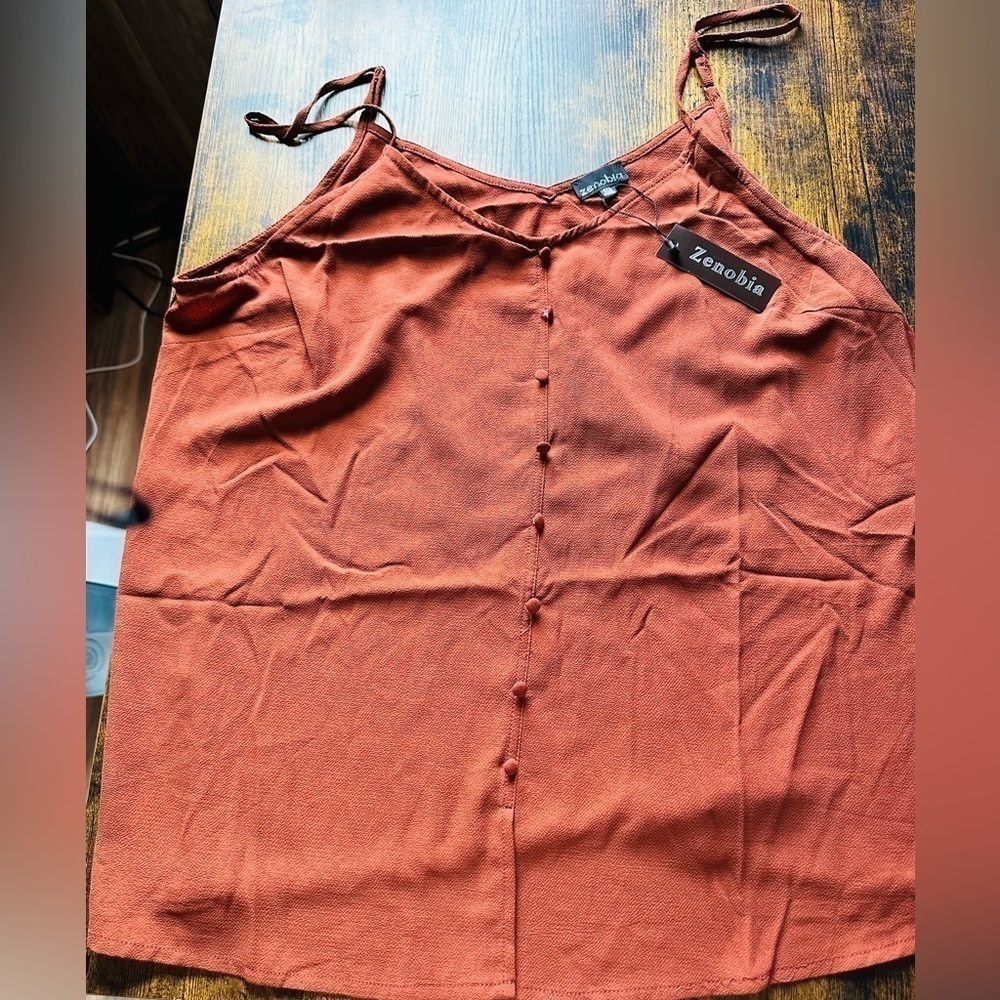 NWT Zenobia Rust Color Tank Top. Size 3xl. Adjustable straps - Picture 5 of 8